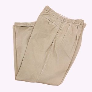 Retro Nautica Wide Wale Tan Corduroy Pants Pleat Front Straight Leg 34 x 30
